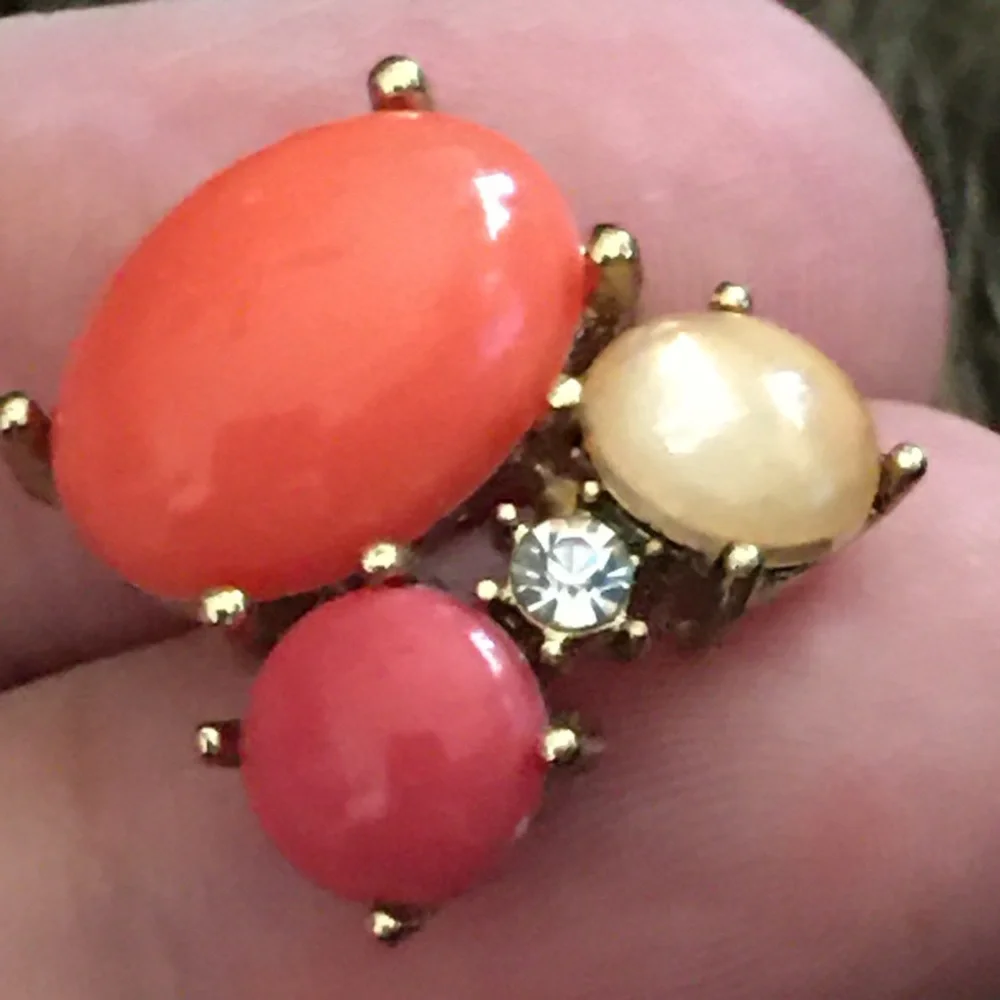Vintage repurpose cabochon glass pierced earrings
